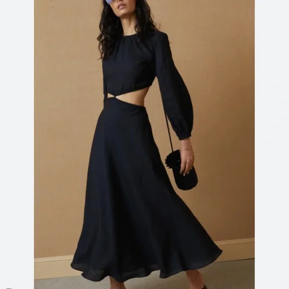 Bec & Bridge | Dresses | Bec And Bridge Madeline Midi 0 Linen Black Cutout  Dress Size 4 | Poshmark